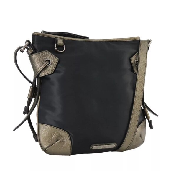 BURBERRY Shoulder Bag Nylon Leather Black Auth - Picture 1 of 16